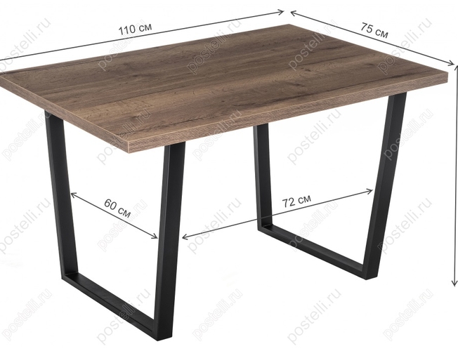 Стол Эльпатия 110 дуб галифакс/черный матовый (Арт. 368661) размеры