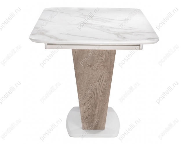 Стол на тумбе Петир дуб с пилением/белая шагрень (Арт 462110)