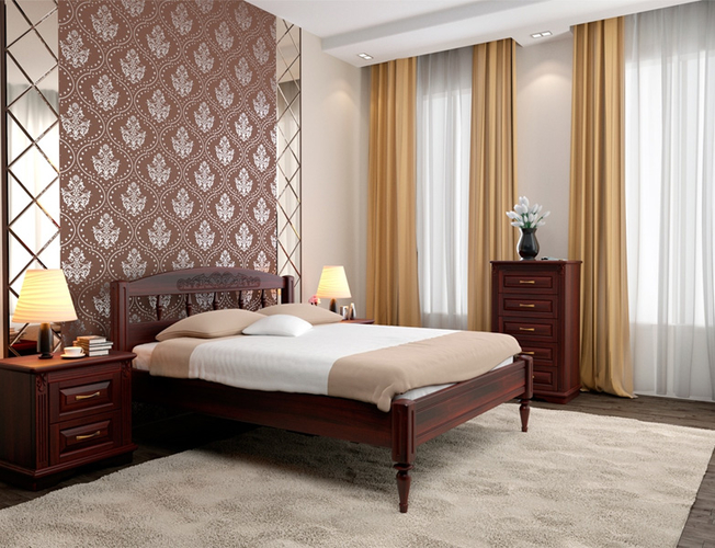 Двуспальная кровать Флоренция 1 красное дерево ясень